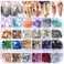 ​​​3 Boxes 36 Grids Nail Art Foil Flakes Glitter Irregular Mica Seashell Flakes,Nail Supplies Glitter Slice Colorful Marble Seashell DIY Acrylic Decorations Charms