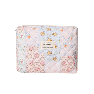 uekeboag Quilted Cotton Makeup Bag,Coquette Quilted Toiletry Bag for Women and Girls,Floral Coquette Pouch,Cute Kawaii Travel Cosmetic Bags(03 Pink Flower)