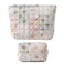 uekeboag 2Pcs Cute Quilted Cotton Makeup Bag, Coquette Quilted Aesthetic Cosmetic Zipper Pouch for Women and Girls,Kawaii Travel Toiletry Bag(01Pink Flower)