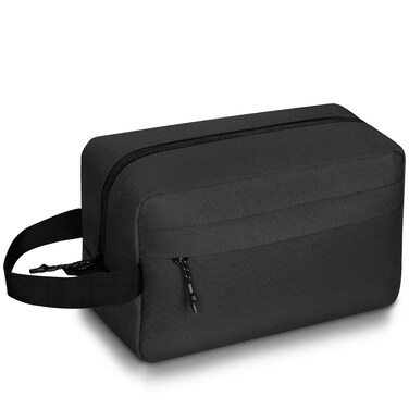 Travel Toiletry Bag for Men Women, Water Resistant Shaving Bag for Toiletries Accessories, Wide-open Dopp Kit Pouch Makeup Organizer Case with Handle for Cosmetics Brushes Tools