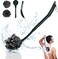 Loofah with Handle, 20.5'' Replaceable Shower Loofah to Improve Skin Health, Body Scrubber, for Women and Men with String for Easy Hanging（Dark Black）