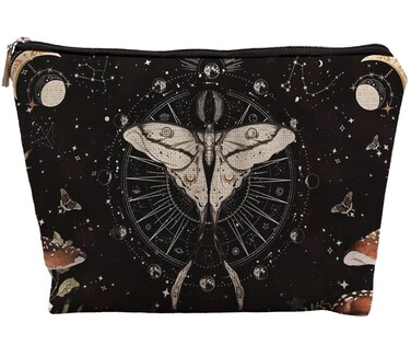 Moth Makeup Bag,Tarot Moon Makeup Bag,Astrology Makeup Bag,Witchy Gifts For Women,Gothic Makeup Bag,Goth Gifts