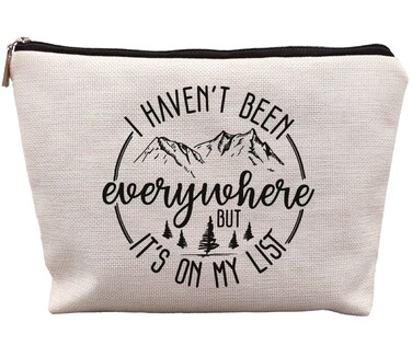 World Traveler Makeup Bag,Travelers Gift,Adventure Makeup Bag,Gifts For Women Who Like To Travel,I Haven't Been Everywhere But It's On My List