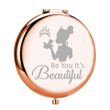 UJIMS Princess The Frog Inspired Gift Be You It&rsquo;s Beautiful Tiana Princess Compact Mirror Frog Lover Gift Fandom Gift (BeYouBeautiful Mirror)