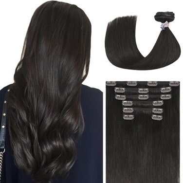Ukira Brown Hair Extensions Clip in Real Human Hair, 20 Inch 70g 7pcs Dark Brown Clip in Hair Extensions Real Human Hair, Ntural Straight Remy Human Hair Extensions Clip ins for Women