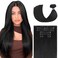 Ukira Black Clip in Hair Extensions Real Human Hair, 18 Inch 70g 7pcs Natural Black Remy Human Hair Clip ins Extensions for Women, Soft Ntural Straight Black hair Extensions