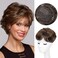 Hair Toppers for Women, Fluffy Toppers Hair Pieces for Women with Thinning Hair 360&deg; 3D Cover Short Curly with Pixie Cut Bangs Hair Clip (Brown Mixed With Strands of Blonde)