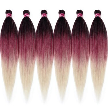 Pre Stretched Braiding Hair Ombre Black Burgundy 613 Knotless Prestretched Braiding Hair 26 inch Micro Itch-Free Yaki Long Braids