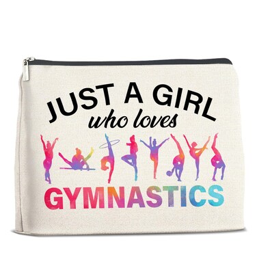Gymnastics Gifts Makeup Bag Gymnastics Gifts for Women Cheerleader Gymnast Cosmetic Bag Just a Girl Who Loves Gymnastics Zipper Makeup Pouch Gift