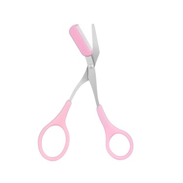 Precision Eyebrow Trimmer Comb/Eyebrow Shear Scissor/Eyebrow Grooming Beauty Tools Set With A Free Eyebrow Comb(Pink)