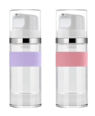 2Pcs 50ml/1.7oz Clear Airless Pump Bottles Empty Refillable Travel Vacuum Makeup Cosmetic Pump Dispenser Container Vials for Lotion Cream Shampoo Toiletries