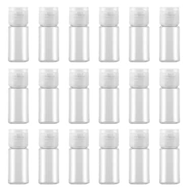 24 Pcs 0.5 oz Clear Plastic Empty Bottles with Flip Cap Small Travel Size Bottles Refillable Toiletries Container Cosmetic Sample Vials for Liquids Shampoo Lotion Body Soap