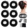 6PCS Bun Hair Nets Set Lace Elastic Mesh Bun Cover with Adjustable Drawstring Hair Accessories with Rubber Bands U Shaped Hair Pins for Hair Fixing Ballet Dancer Bank Clerk Nurse Skater Waiter(Large)