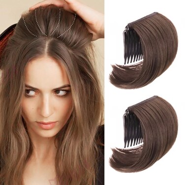 2Pcs Hair Bun Invisible False Hair Clip Hair Base Bump It Up Volume Fluffy Hair Pad Hair Extensions Styling Insert Tool Increased Hair Pad Hairstyles Accessories for Women Girls (Light Brown)