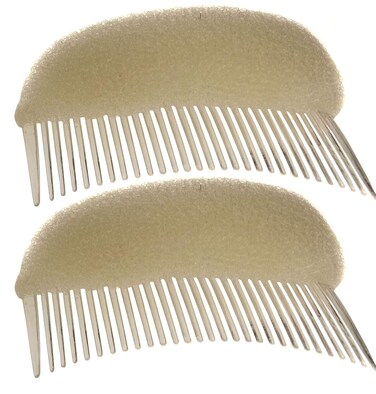 2PCS 4inch Hair Decoration Comb Sponge Foam Volume Bump it up Insert Base Styling Accessories Back Beehive Styler Increasing Tool (Beige)