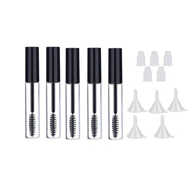 5pcs 10ml Empty Mascara Tube with Eyelash Wand, Eyelash Cream Container Bottle with Funnels Transfer Pipettes