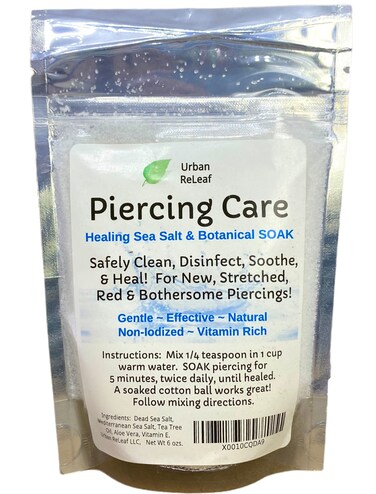 Urban ReLeaf Piercing Care 6 oz. Bag, Soothing Sea Salt &amp; Botanical SOAK. Aftercare Solution Concentrate, Makes 90 Cups.