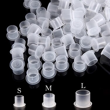 Tattoo Ink Caps with Base, Urknall 300pcs Ink Cups Plastic Ink Caps Disposable Ink Cups Caps for Tattoo Ink Tattoo Supplies
