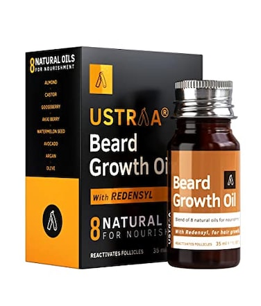 Ustraa Beard Growth Oil - 1.18 Oz - More Beard Growth, With Redensyl, 8 Natural Oils including Jojoba Oil, Vitamin E, Nourishment &amp; Strengthening, No Harmful Chemicals
