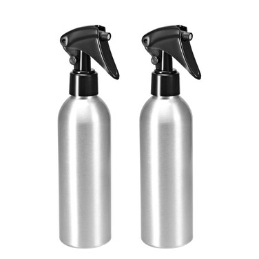 uxcell 2pcs 7oz/200ml Aluminium Spray Bottle with Fine Mist Sprayer, Empty Refillable Container Travel Bottle for Kitchen Bathroom or Plants Water Sprayer