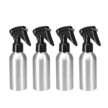 uxcell 4pcs 3oz/100ml Aluminium Spray Bottle with Fine Mist Sprayer, Empty Refillable Container Travel Bottle for Kitchen Bathroom or Plants Water Sprayer