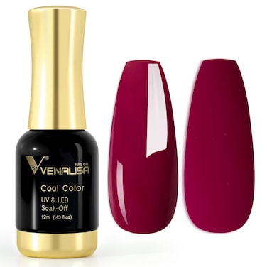 VENALISA Gel Nail Polish,Burgundy Red Color Soak Off UV LED Nail Gel Polish Nail Art Starter Manicure Salon DIY at Home