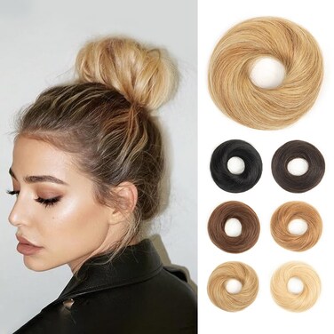 VADES 100% Human Hair Originals Messy Bun Hair Piece Real Human Hair Tight Extensions Accessories Natural Scrunchies Tousled Updo Chignon Hairpieces for Women Girls Lady #18-613