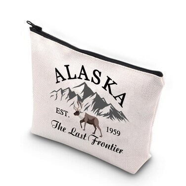 VAMSII Alaska Travel Makeup Bag Alaska Est 1959 the Last Frontier Alaska Family Trip Toiletry Bag（The Last Frontier）