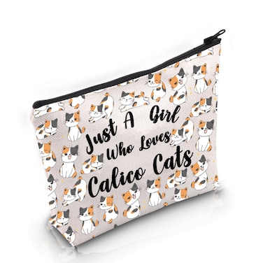 VAMSII Ca-lico C-at Lover Gift Who Loves Ca-lico C-ats Makeup Bag Ca-lico C-at Mom Cosmetic Bag Ca-lico C-at Owner Gift (Who Loves Ca-lico C-ats M)