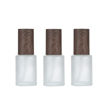 3PCS 30ml/1oz Empty Refillable Clear Frosted Glass Bottle Pump Dispenser Travel Cosmetic Makeup Lotion Container Storage Vial Jar with Bamboo Lid for Essential Oil Cream Shampoo Body Wash