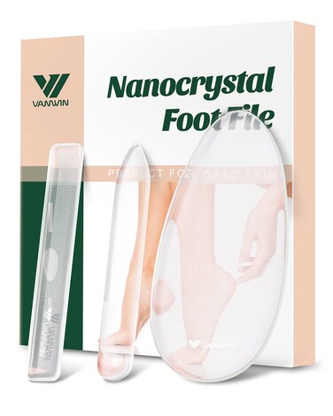 Glass Foot File, Callus Remover for Feet Foot Scrubber Dead Skin Remover with Nano Micro-Abrasive Particles, Foot Rasp Heel Scraper Hard Skin Remover Foot Care Pedicure Tool on Wet and Dry Feet