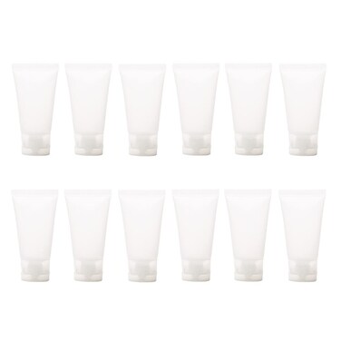 VASANA 12 PCS 50ML Empty Refillable Plastic Soft Tubes Squeeze Tubes Bottles Travel Containers Cosmetic Sample Bottles for Facial Cleanser Hand Lotion Shampoo, 1.0 grams