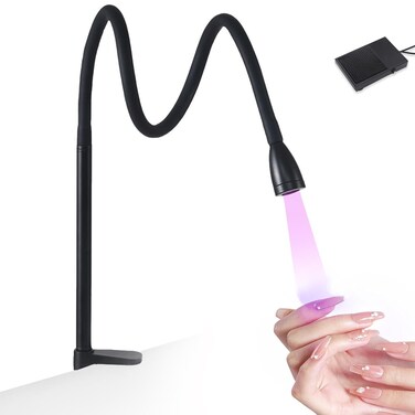 VBESTLIFE Light Gooseneck Lamp, 395 to 400nm 5W Gooseneck LED Lash Light with Clamp and Foot Pedal Switch for Nails