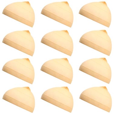VCKOVCKO 24 Pcs Stocking Wig Caps Nude Stretchy Nylon Close End Wigs Cap for Women (12 Pairs,Beige)