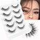 Veleasha Lashes Wispy False Eyelashes 100% Handmade Eyelashes Natural Look Fake Lashes Lightweight Lashes with Soft Clear Band 5 Pairs Pack (G2)