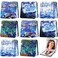 8 Pcs Compact Mirror Double Sided Makeup Square PU Leather Portable Pocket Hand Mirror Bulk with 2X1X Magnification Art Gift for Woman