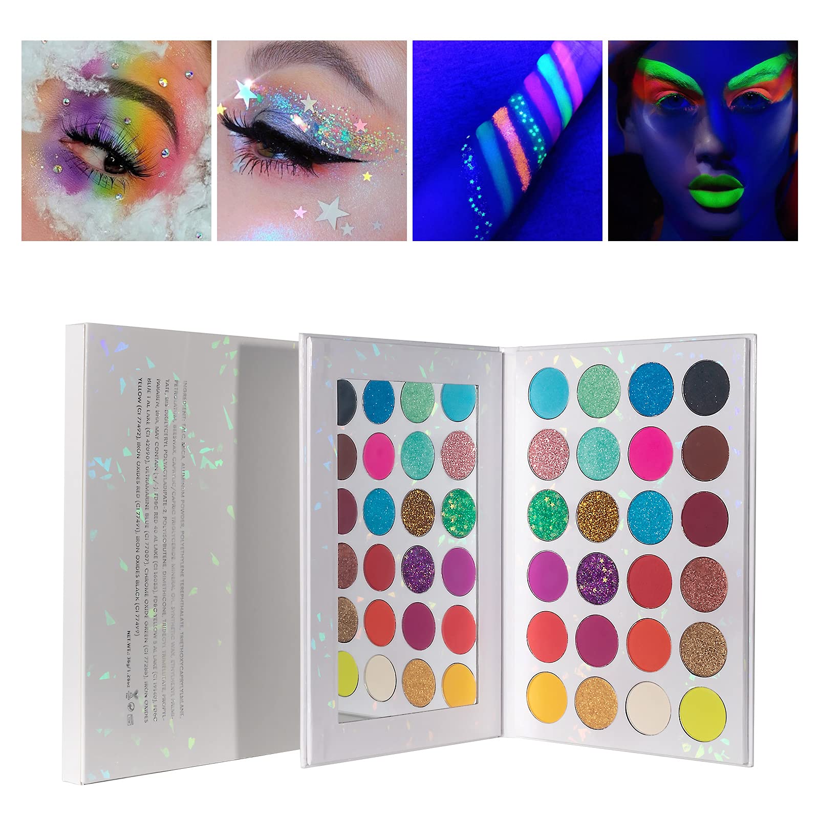 veronni Veronni Neon Glitter Eyeshadow Palette 24 COLORS