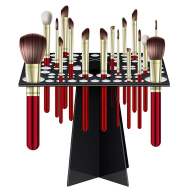 Vesici 72 Holes Makeup Brushes Drying Rack Acrylic Brushes Dryer Collapsible Makeup Brush Holder Drying Holder Professional Stand for Nail Brushes Paintbrushes, Black