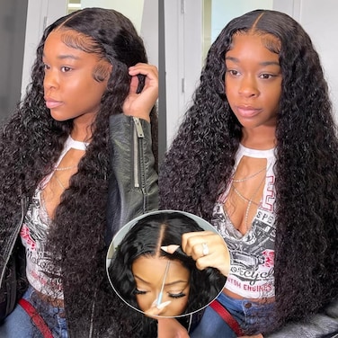 250 Density 6x4.75 Ultra-thin HD Invisivle Lace Closure Wig PPB Glueless Wigs Human Hair Pre Plucked Pre Cut 3Seconds Ready to Wear Deep Wave Lace Front Wigs Human Hair for Beginners 24inch