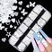 Holographic Glitter Nail Art Sequins, White Glitters Flakes Decorations, Love Heart Letters Butterfly Flowers Stars Circle Nail Art Design Supplies for Women Girls Manicure DIY Resin Nail Art Tips