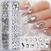 Clear White Nail Art Rhinestone, 3D Crystal Nail Diamond Gem, Flatback Rhinestones Multi Shapes Sizes Nail Design for Women Girls Manicure Charms Decorations, DIY Jewelry Making Craft Supplies