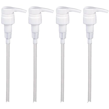 Universal Shampoo/Conditioner Dispenser Pump for Bottles, Leak Proof, Pump Top Fits 1 L/33.8 oz Bottles, 28/410 Neck Size (White - Pack of 4)
