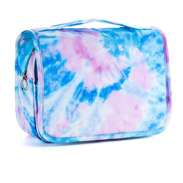 Kids Hanging Toiletry Bag for Girls, Travel Toiletry Bag for Little Young Girls Cosmetic Makeup Waterproof Wash Bag Toddler Traveling Toiletries, Tie Dye Blue