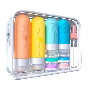20 Pack Travel Bottles for Toiletries, TSA Approved Silicone Travel size Containers, Leak Proof Refillable Liqus Shampoo &amp; Conditioner Travel Essentials Bottles with Clear Toiletry Bag