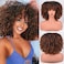 Synthetic Hair Wig 12 Inches Curly Afro Wig With Bangs about 280g/Piece Full Machine Made Scalp Top Wig Afro Kinky Curly Synthetic Hair Cosplay Wig (Black to Brown)