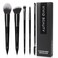 5pcs Basic Makeup Brushes- Portable Face and Eye Set for Powder, Blush, Bronzer, Eyeshadow, and Eyebrow - Travel Friendly Brush Kit -Perfect for Daily Make up and On the Go Touch-Ups (Black)