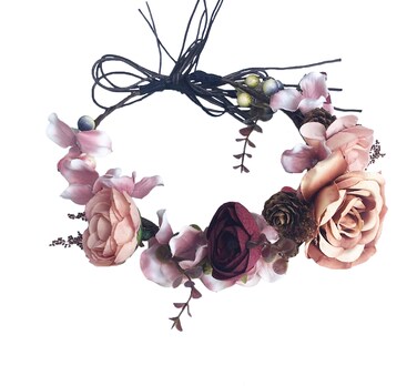 Vivivalue Fairy Floral Crown Flower Headband Woodland Elf Headpiece Forest Elven Circlet for Women Girls Halloween Renaissance Wedding Bridal Cosplay Prom Photo Props Cream Yellow