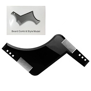 Beard Shaping Tool, Beard Lineup Tool with Inbuilt Comb, Beard Stencil Beard Template for Men, Curve Step Cut Beard Shaper for Line Up &amp; Edging