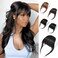 Clip In Bangs Human Hair Bangs 100% Real Human Hair Natural Black Clip On Bangs Human Hair Wispy Bangs Hair Fringe Hair Extension Clip On Bangs For Women 1B#