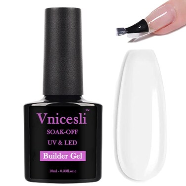 Vnicesli Transparent Milky White Gel Nail Polish Builder Gel for Nails - 5 In 1 Builder Gel in a Bottle &amp; Base Coat &amp; Nail Strengthen Gel &amp; Nail Repair, Soak Off Hard Gel Builder Base 10ml